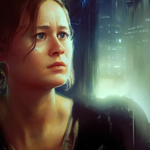 Image similar to brie larson, hyperrealistic portrait, bladerunner street, art of elysium by jeremy mann and alphonse mucha, fantasy art, photo realistic, dynamic lighting, artstation, poster, volumetric lighting, very detailed face, 4 k, award winning