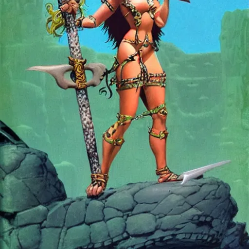 Image similar to barbarian princess by Roger Dean