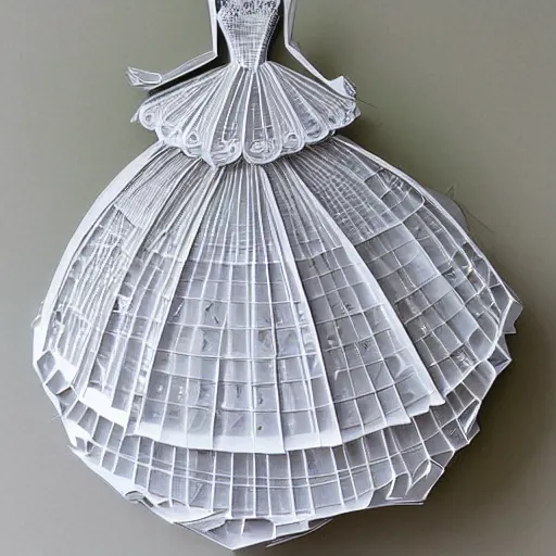 Prompt: cut paper sculpture of cinderella in her ball gown