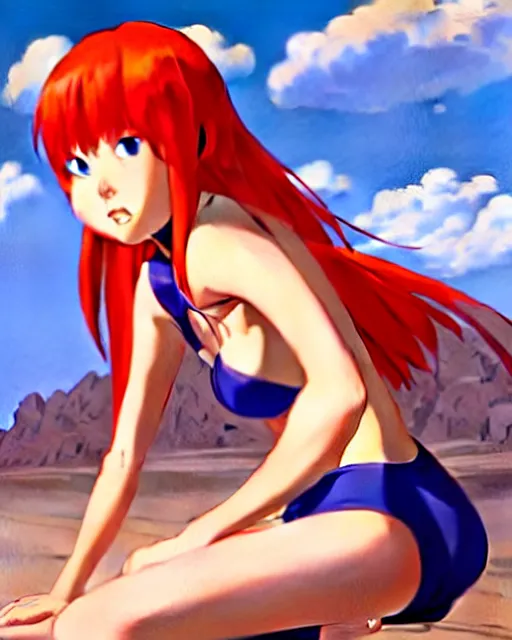 Prompt: pixar movie still photo of asuka langley soryu pleasuring herself, asuka from evangelion, by greg rutkowski, gil elvgren, enoch bolles, glossy skin, pearlescent, anime, maxim magazine, very coherent