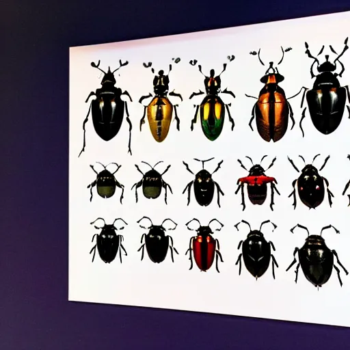 Image similar to a display of different kinds of beetles