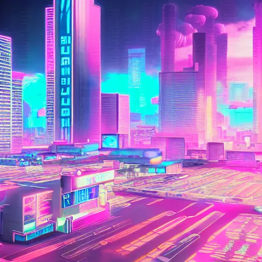 Image similar to vaporwave cyberpunk photorealistic pokemon pallet town