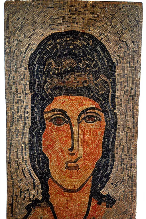 Prompt: ancient byzantine mosaic of a woman's face