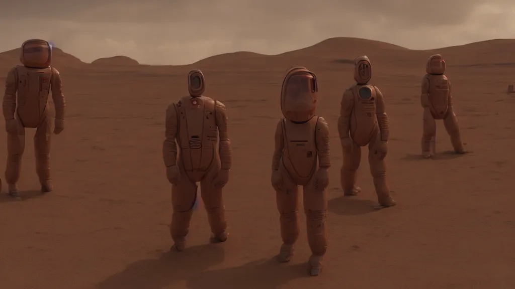 Image similar to sitcom scene from duna ( 2 0 2 1 ) by denis villeneuve and alejandro jodorowsky style highly detailed faces many details by andrei tarkovsky in sci - fi style volumetric natural light rendered in blender and octane render