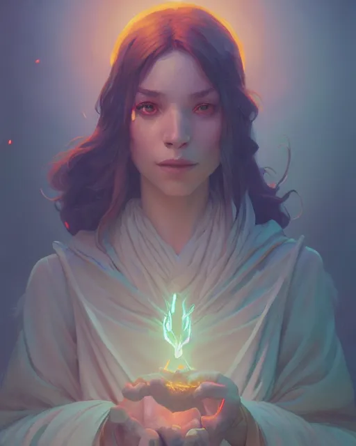 Image similar to highly detailed vfx portrait of a mage casting magic, unreal engine, greg rutkowski, loish, rhads, beeple, makoto shinkai and lois van baarle, ilya kuvshinov, rossdraws, tom bagshaw, alphonse mucha, global illumination, detailed and intricate environment