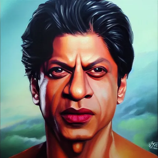 Image similar to a realistic painting by Raffaello Sanzi depicting Shahrukh Khan with the head of the symbiotic Metalder in the Renaissance,smooth,Sharp focus, trending on Artstation.