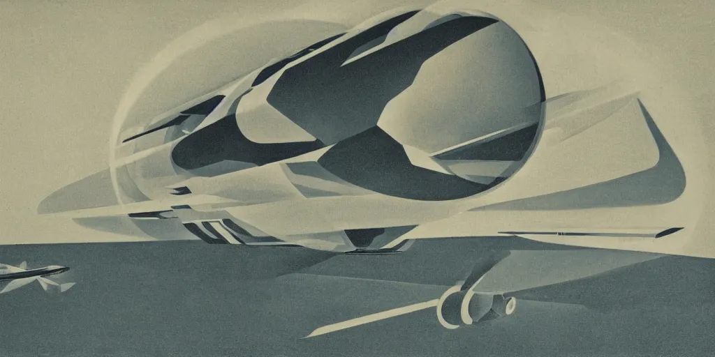Prompt: hypersonic travel through medium, by tullio crali