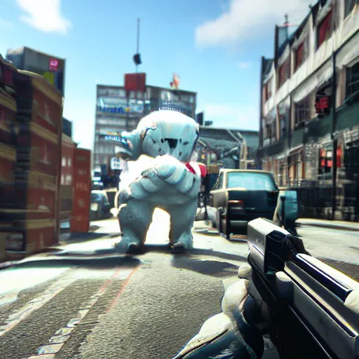 Image similar to Screenshot from the PC game Payday 2 demonstrating the fursuit unlock