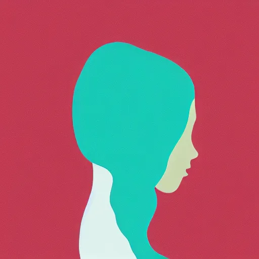 Image similar to a portrait of a girl with turquoise hair, made of many colorful flat color minimal shapes and curves, modern graphic design, white background, artsy, graphic design profile picture