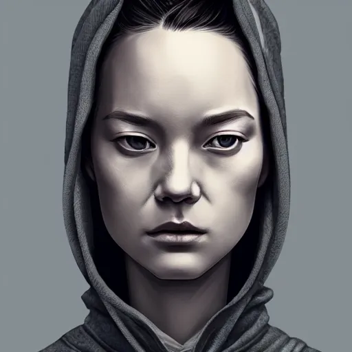 Image similar to portrait of alyx vance wearing a gray hoodie, sci - fi, intricate, elegant, highly detailed, digital painting, artstation, concept art, smooth, sharp focus, illustration, by bartek fedyczak, erak note, tooth wu, neil richards, kan liu, siwoo kim, jisu choe