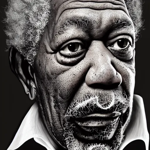 Image similar to morgan freeman in the style of hr giger