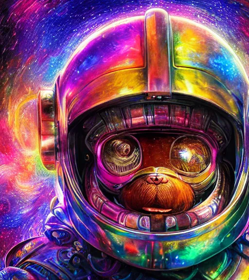 Prompt: portrait of a fantasycore glitchcore sloth in a helmet. intricate abstract. intricate artwork. celestial. prismatic, by josephine wall, pixar, ghibli. octane render, CGSociety very coherent symmetrical artwork. cinematic, hyper realism, high detail, octane render, 8k, holographic accents