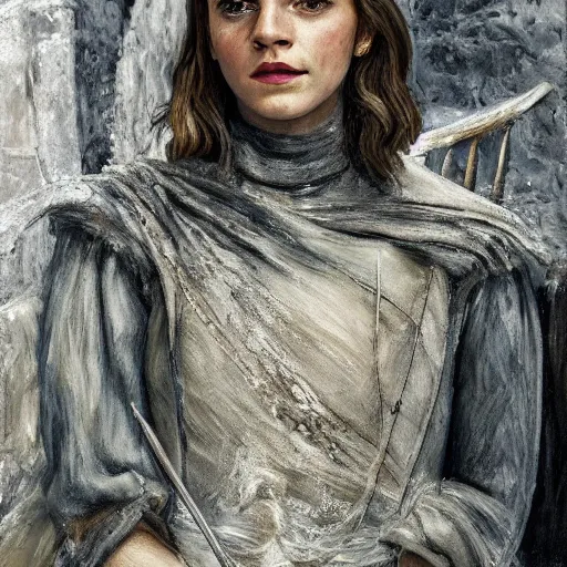 Image similar to high quality high detail painting by lucian freud, hd, emma watson in game of thrones