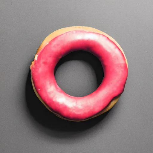 Image similar to Perfectly circular donut!!!!! in the style of a cherry!!!!!!, trending on artstation, 4k, 8k, professional photography, overhead shot, 35mm lens