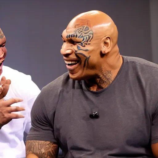 Prompt: mr clean and mike tyson laughing