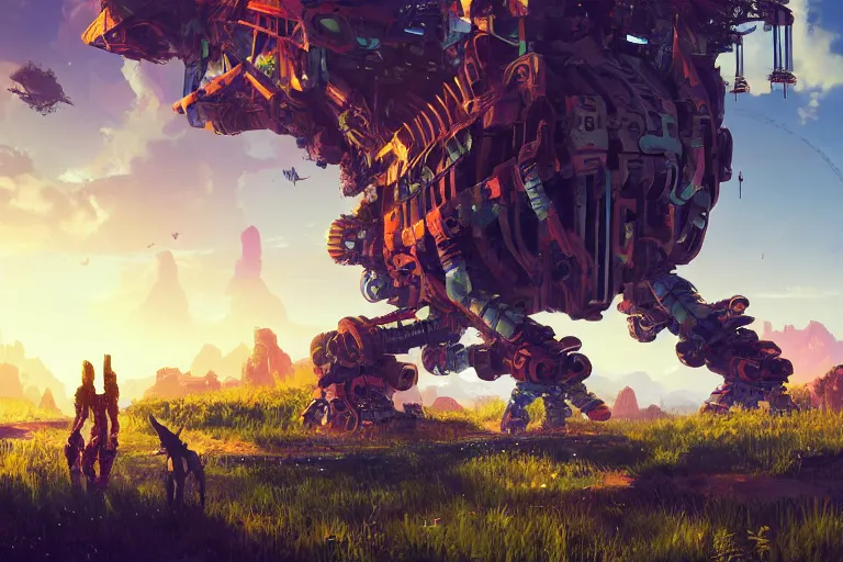 Image similar to tideripper machine mecanical creature robot of horizon forbidden west horizon zero dawn radiating a glowing aura global illumination ray tracing hdr fanart arstation by ian pesty and alena aenami artworks in 4 k