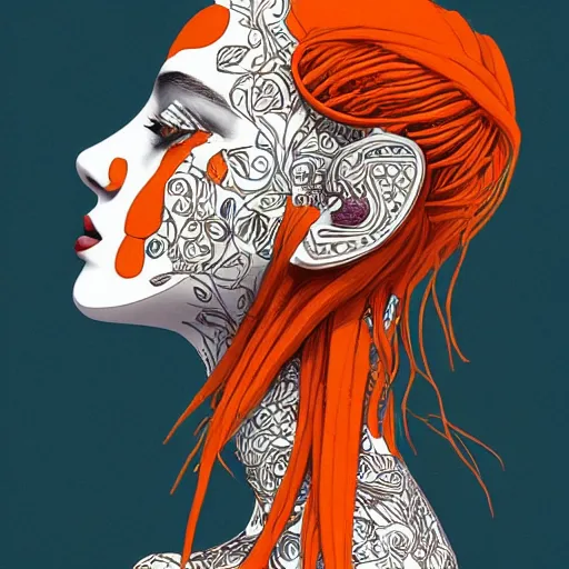 Prompt: a beautiful head of a woman partially made of carrots grapes and blueberries, an ultrafine detailed illustration by james jean, final fantasy, intricate linework, bright colors, behance contest winner, vanitas, angular, altermodern, unreal engine 5 highly rendered, global illumination, radiant light, detailed and intricate environment