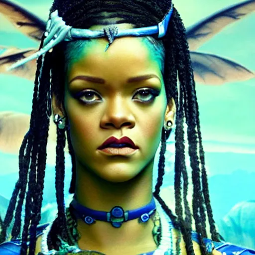 Image similar to rihanna in avatar ( 2 0 0 9 ), 8 k wide shot