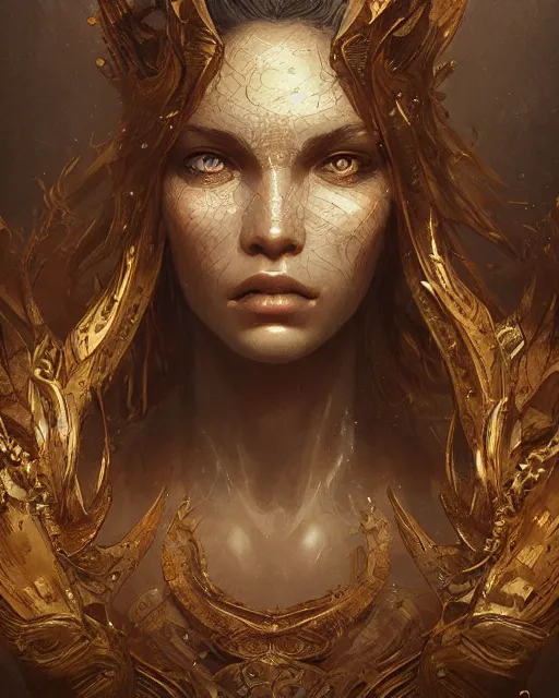 Image similar to A golden hulong resting, beautiful face, highly detailed face, close-up, fantasy art, monster art, in the style of greg rutkowski, illustration, epic, fantasy, intricate, hyper detailed, artstation, concept art, smooth, sharp focus, ray tracing