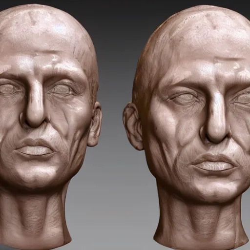 Prompt: sculpting a human face from wet clay