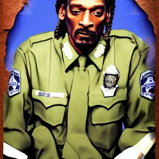 Image similar to Snoop Dog as a police-man, photorealistic, hyperdetalied,high quality,