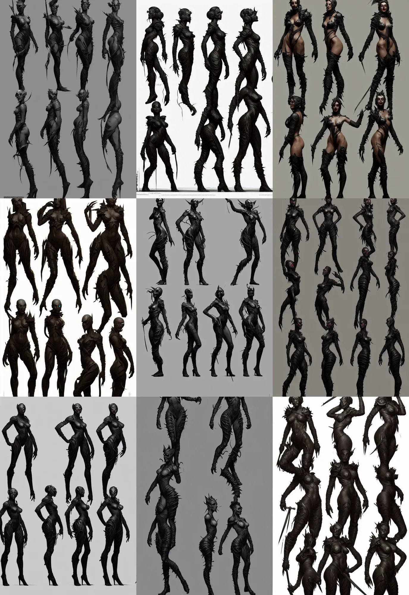 Image similar to three views game character design by illustrator of riot games, donato giancola and greg rutkowski. just one lonely black tape project show attctive showgirl!! full body!! future head set. contour light effect!! 8 k. stage light. octane render. sharp edge. ultra clear detailed