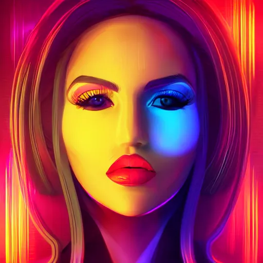 Image similar to the most original and beautiful profile picture on discord, symetrical, 4 k, beautiful gorgeous digital art, trending on artstation, neon lights, colorful, joyful