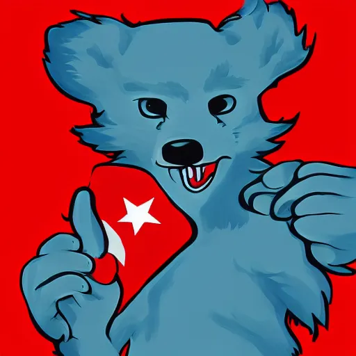 Prompt: Furry propaganda, propaganda art, furry art, red, white, blue, 8k