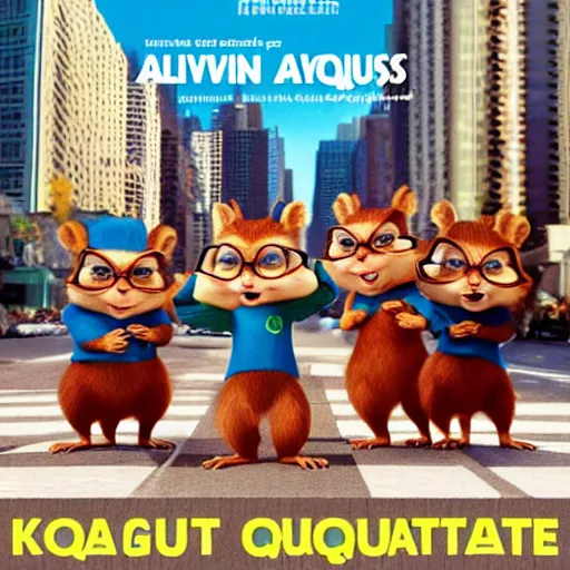 Prompt: koyaanisqatsi by Alvin and the Chipmunks, album cover