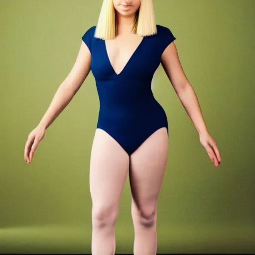 Image similar to sia furler full body photoshoot wearing a leotard