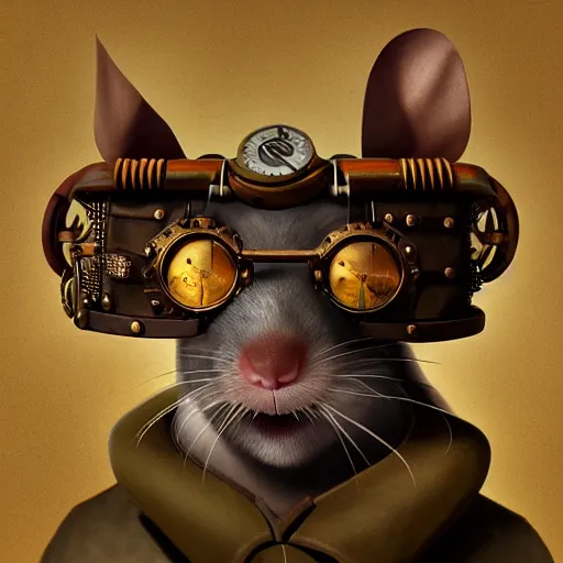 Image similar to a rat with steampunk googles, by filip hodas