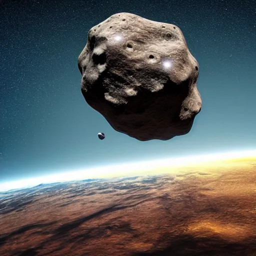 Prompt: A huge asteroid colliding with earth, realistic, HDR, Caught by James Webb Telescope,