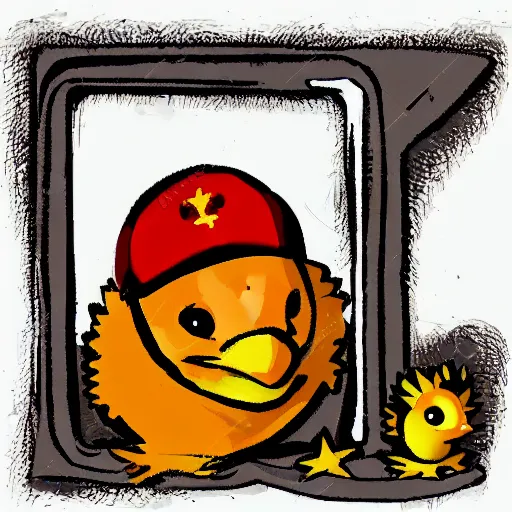 Image similar to a communist baby chick drawn in soviet style