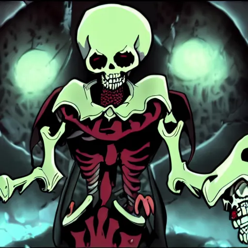 Prompt: Overlord Skeleton Necromage from the anime Overlord