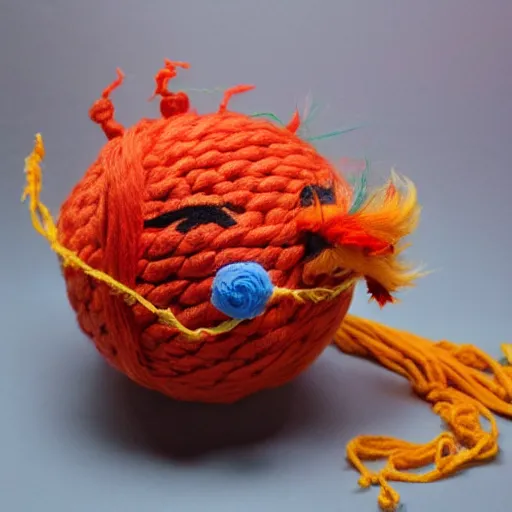 Prompt: Chinese dragon with a ball of yarn