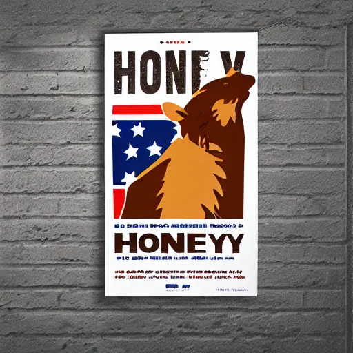 Image similar to a political poster for a honey badger, graphic design,