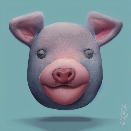 Prompt: detailed rendering of a pink chubby stuffed animal with dark blue shirt, gray triangle in face, by esao andrews, by james jean, humorous illustration, hyperrealistic, big depth of field, brilliant colors, 3 d octane render, 4 k, conceptart, hyperdetailed, trending on artstation