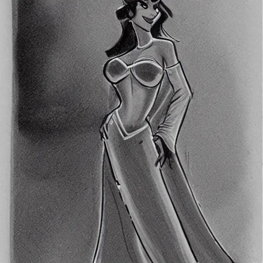 Image similar to milt kahl sketch of victoria justice with curvy body as princess padme from stars wars episode 3