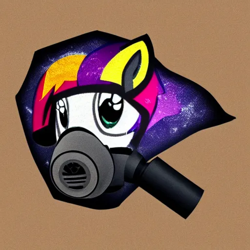 Prompt: photo of my little pony gas mask