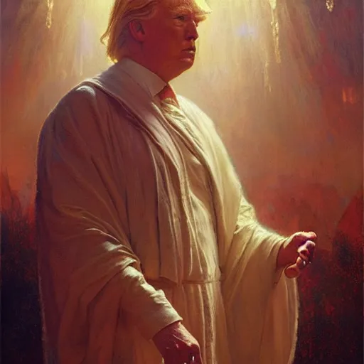 Prompt: donald trump as jesus, radiant light, caustics, heroic, bright iridescent light, by gaston bussiere, bayard wu, greg rutkowski, maxim verehin