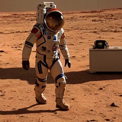 Prompt: disturbing scene in the martian ( 2 0 1 5 )