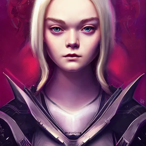 Image similar to a stunning symmetrical portrait of Elle Fanning as a paladin, digital art by Ross Tran and Angel Ganev, highly detailed, trending on artstationhq