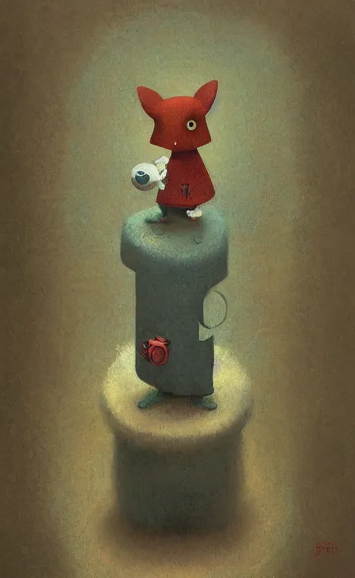 Image similar to portrait of a cute character in a scenic cheerful environment by Shaun Tan