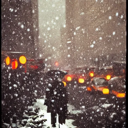 Prompt: the darkest winter, New York City, by saul leiter, hyper detailed