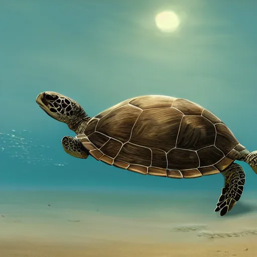 Image similar to a turtle in the sea, cute, minimalistic drawing, unreal engine, 8 k resolution, digital painting, by wlop, greg rutkowski