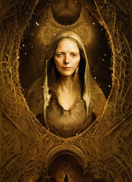 Prompt: portrait of a women who invented time in darkness, modern fine art, fractal, intricate, elegant, highly detailed, digital photography, subsurface scattering, by jheronimus bosch and greg rutkowski,
