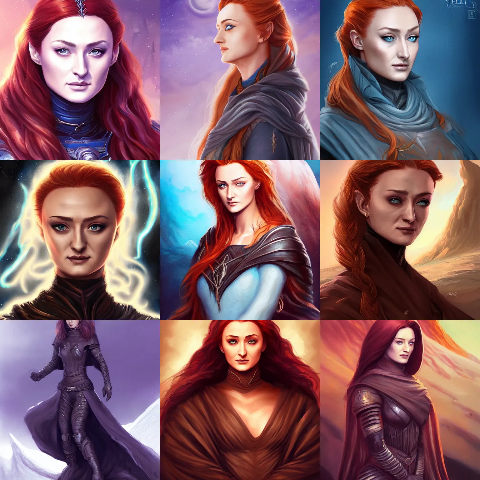 Prompt: a painting of sansa stark as a fremen on arrakis by ross tran and artgerm, highly detailed, deviantart