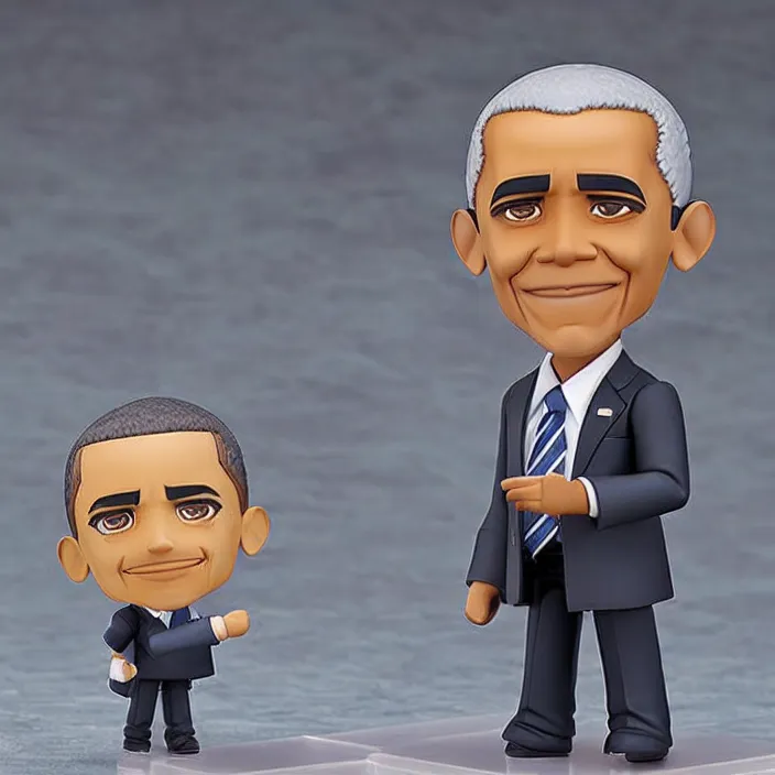 Prompt: Obama, An anime nendoroid of Obama, figurine, detailed product photo
