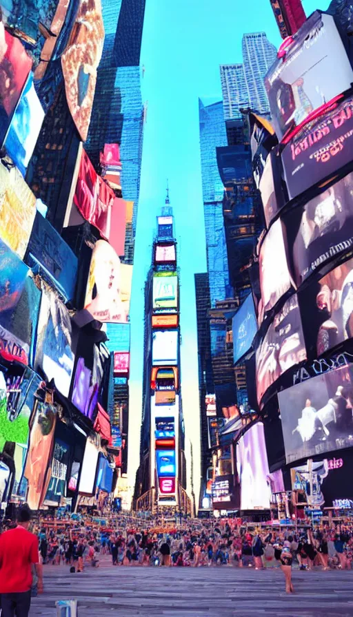 Image similar to beautiful saint mary in bikini in times square
