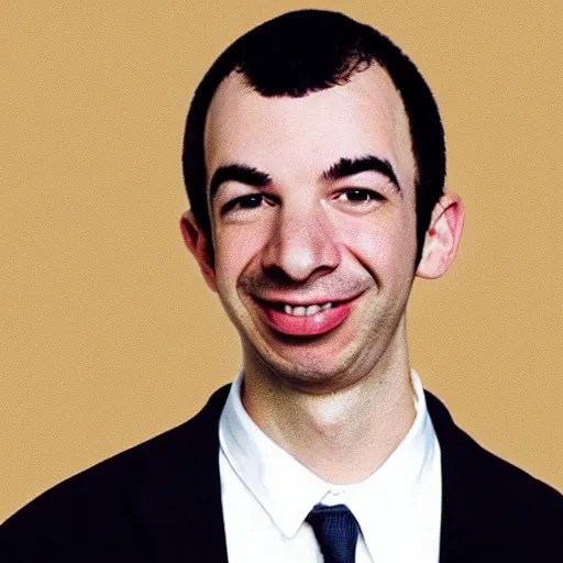Prompt: “ nathan fielder with no hair ”
